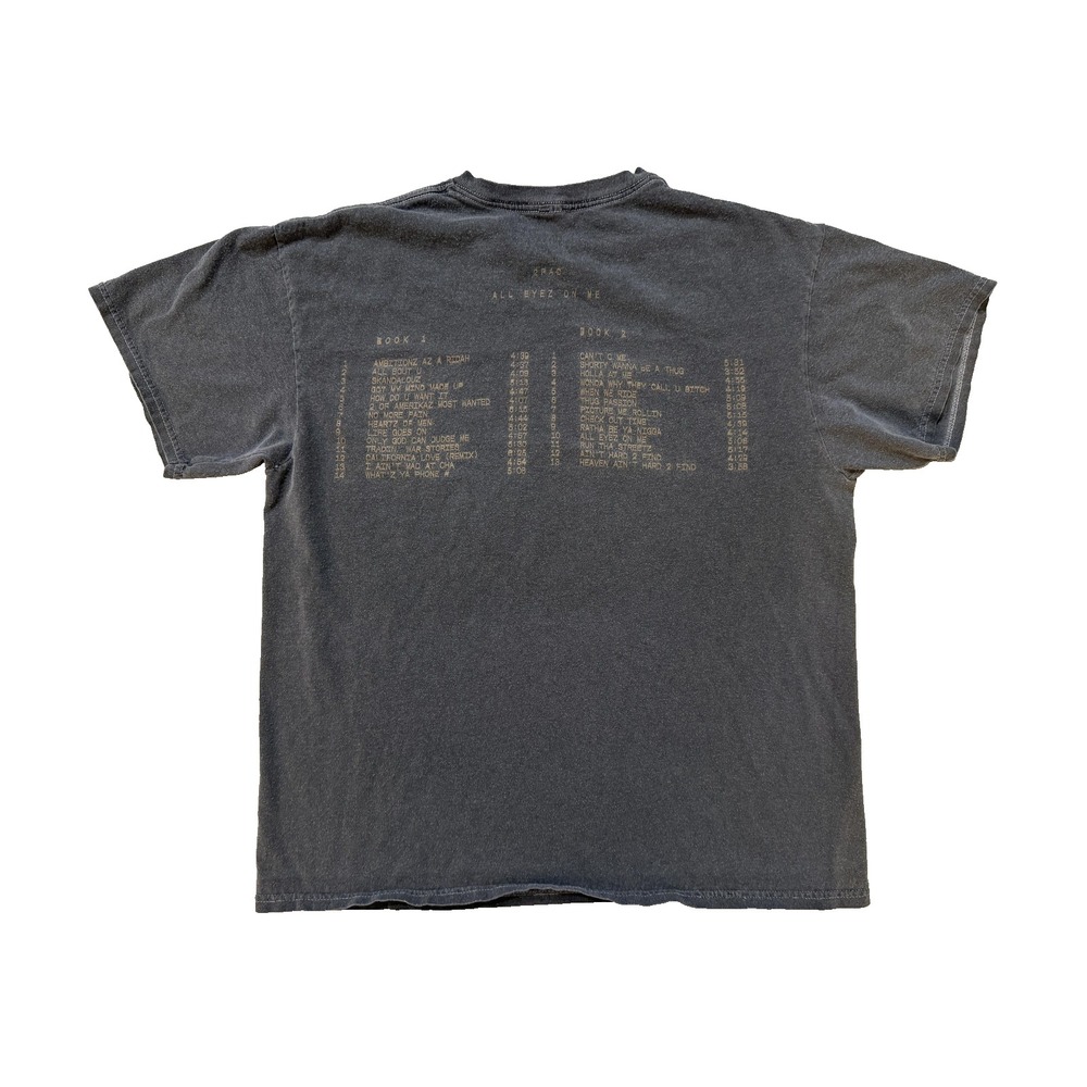 2Pac TShirt Mens LG Black All Eyez On Me Gray Album Tracklist Back Tupac Hip Hop - Picture 6 of 7